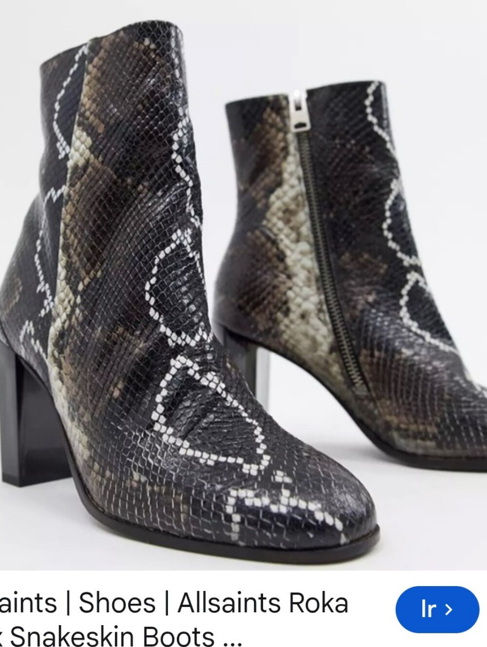 All Saints Roka  Snakeskin Ankle Boots in Black/Brown